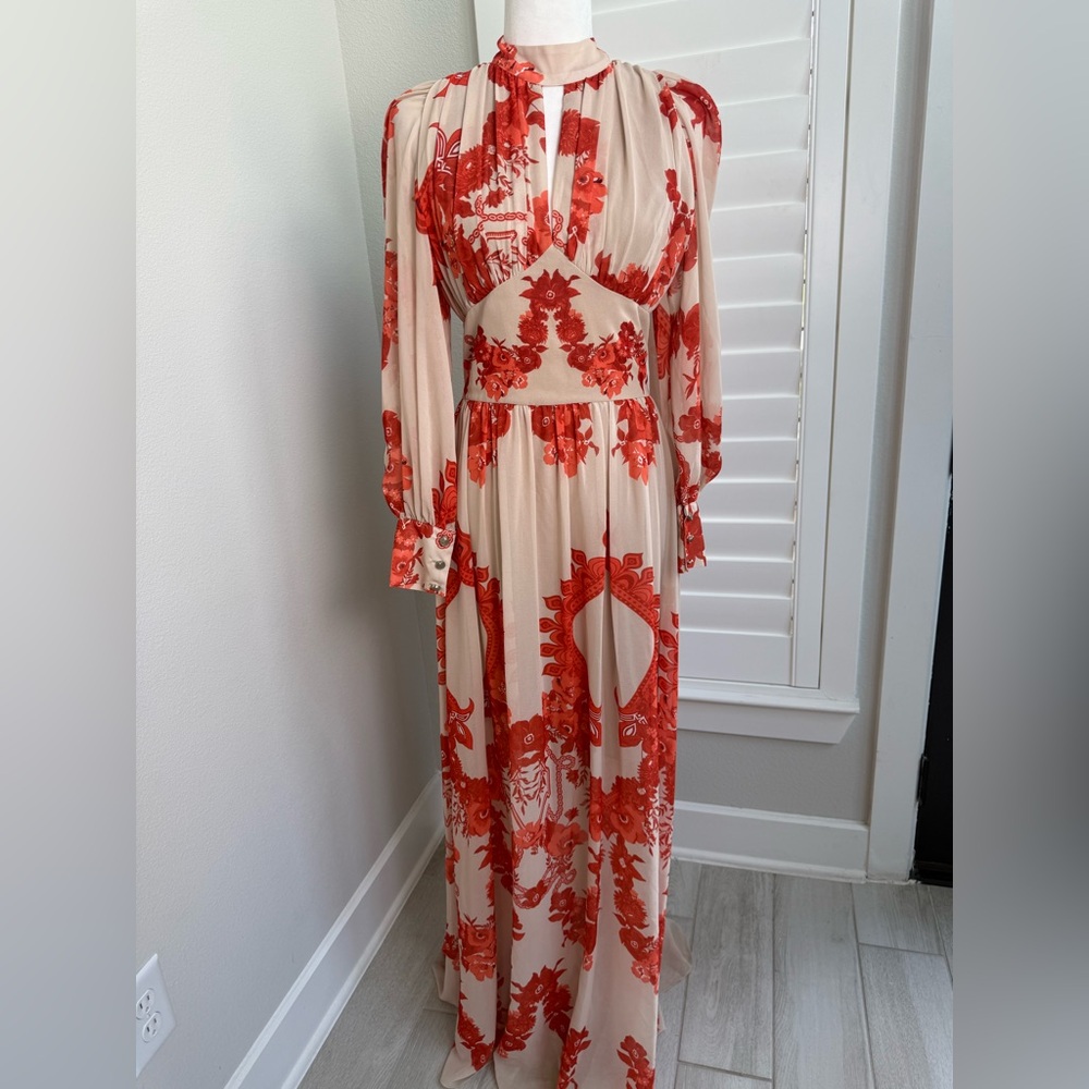 NWT AZALEA Floral Print Long Sleeve Maxi Dress size EU 38 USA 7.5-8